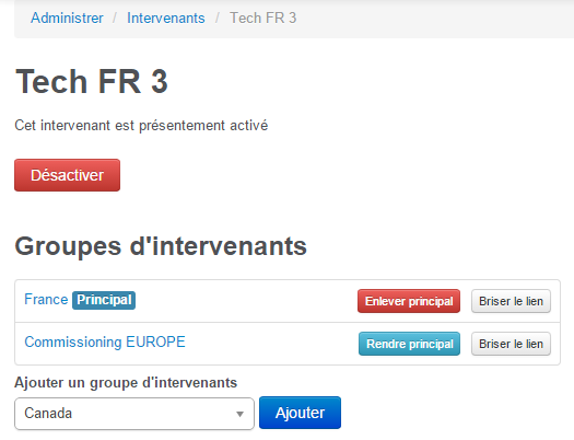 les intervenants peuvent appartenir à de multiples groupes